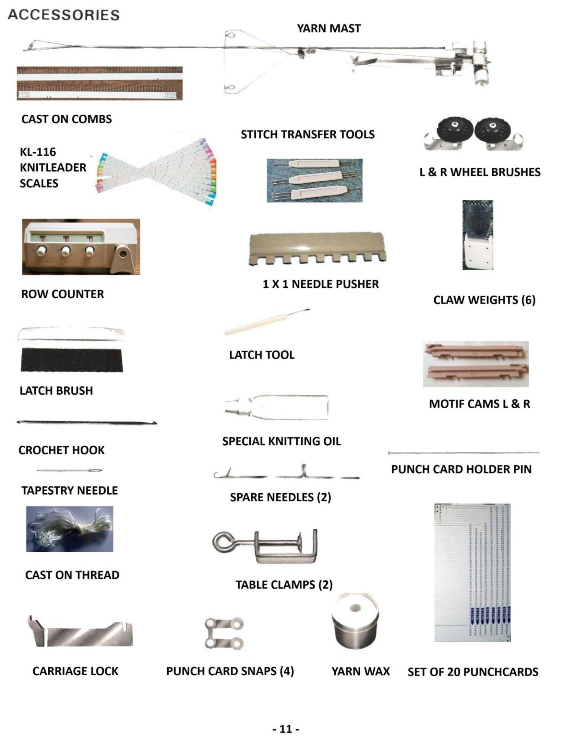 Brother KH-260 accessories diagram from manual